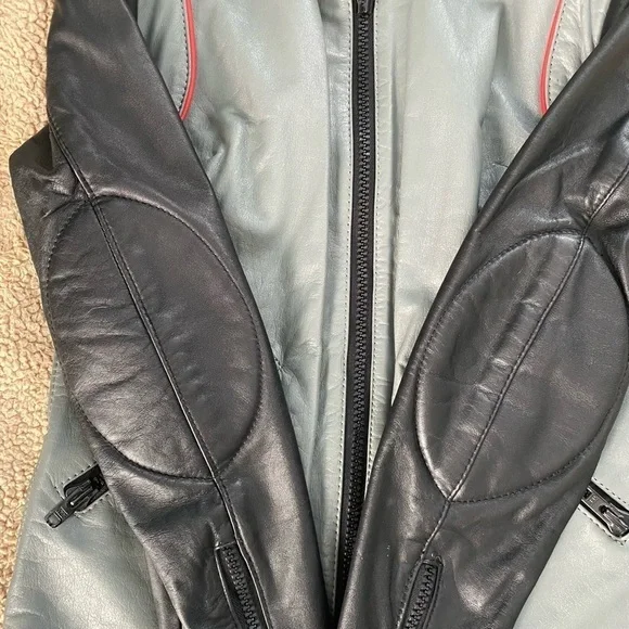 Vintage AMF HARLEY-DAVIDSON 70 Unisex LEATHER 2 tone color Moto BIKER JACKET, 36